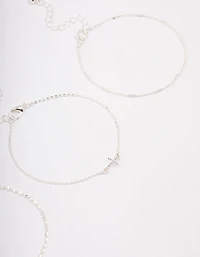 Silver Plated Diamante Cross Bracelet 3-Pack
