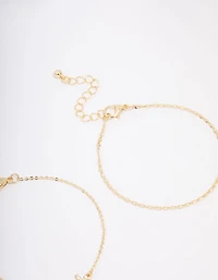 Gold Plated Diamante Cross Bracelet 3-Pack