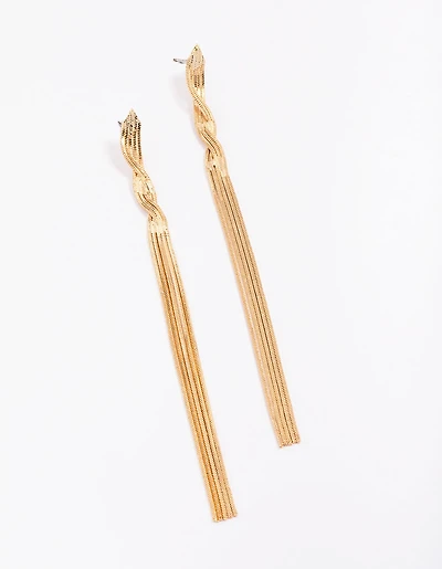 Gold Twisted Cup Chain Drop Earrings