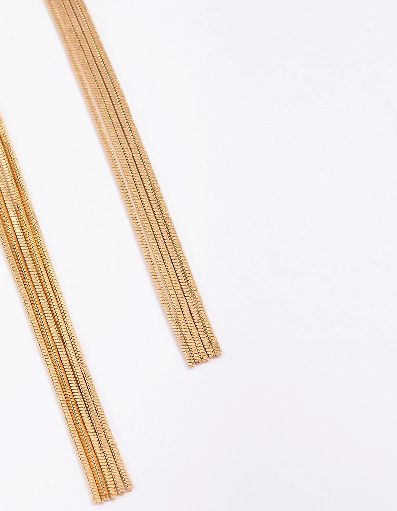 Gold Twisted Cup Chain Drop Earrings
