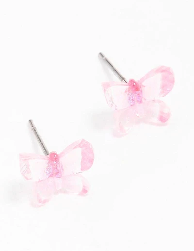 Acrylic Glitter Butterfly Stud Earrings