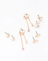 Gold Cluster Mixed Earring 4-Pack