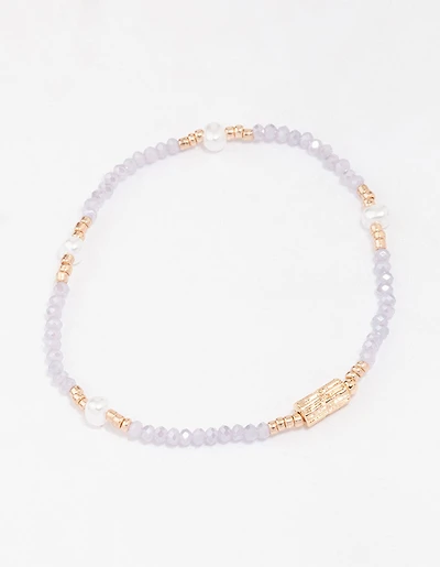 Lilac Beaded & Pearl Bracelet