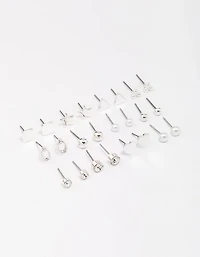 Silver Mixed Stud Earring 12-Pack