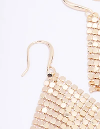 Gold Mesh Chain Statement Drop Earrings