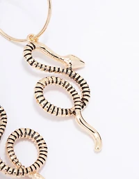 Antique Gold Swirling Snake Drop Earrings