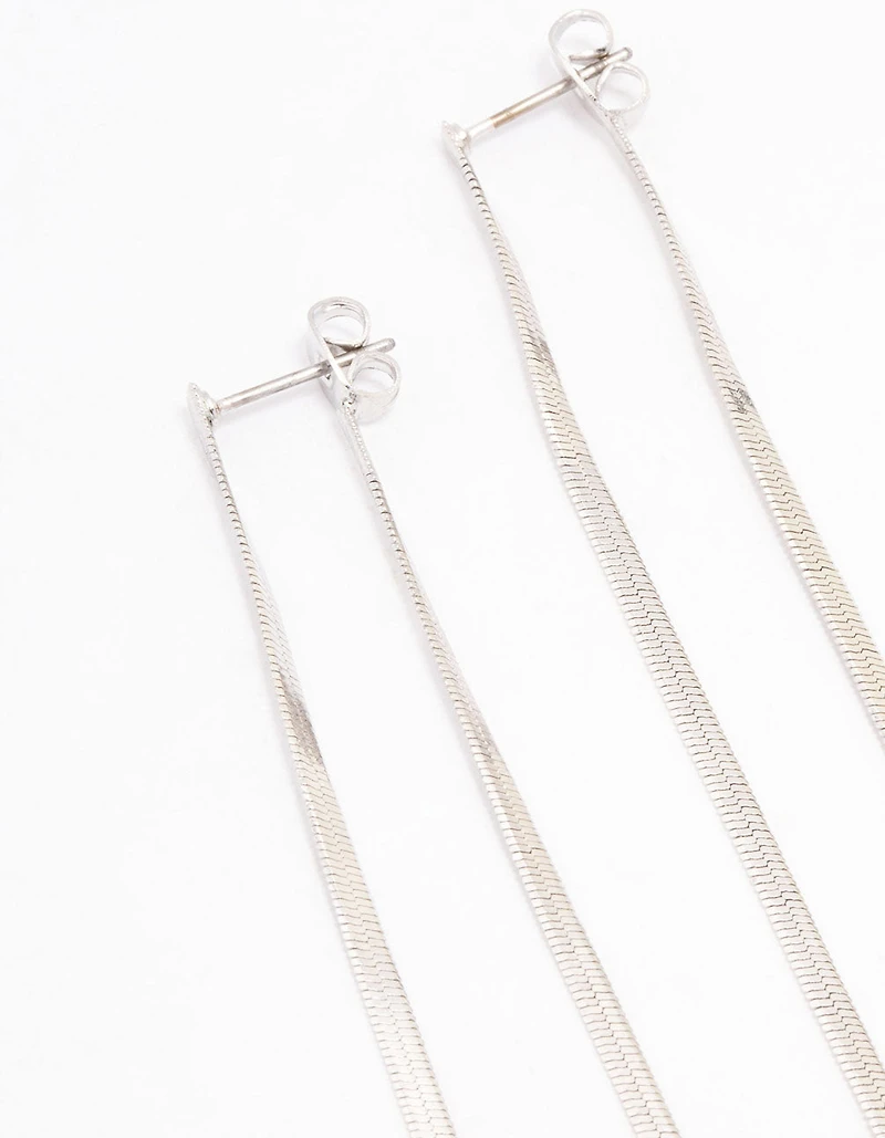 Silver Snake Chain Drop Earrings