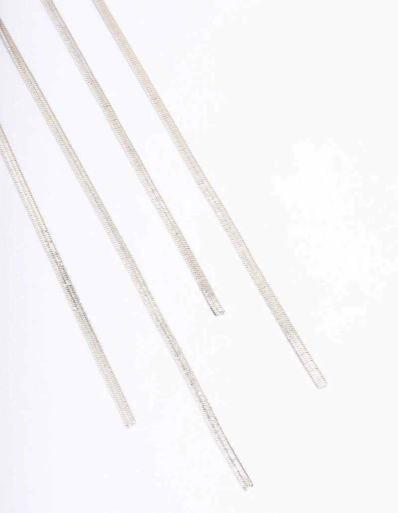 Silver Snake Chain Drop Earrings
