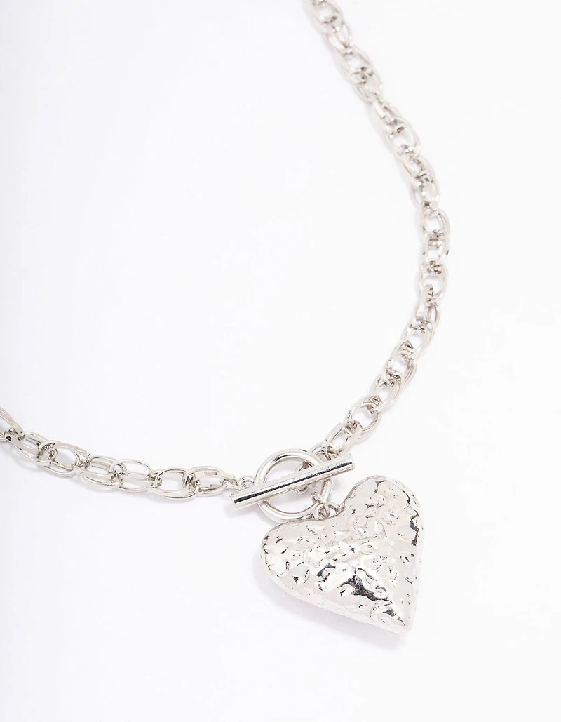 Silver Filigree Puffy Heart Necklace