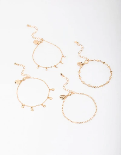 Gold Star Dangle Bracelet 4-Pack