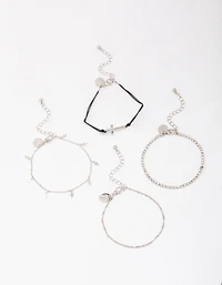 Silver Mini Cross Bracelet 4-Pack