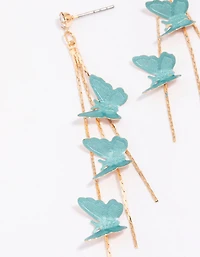 Boucles d’oreilles Butterfly Drop en or et bleu