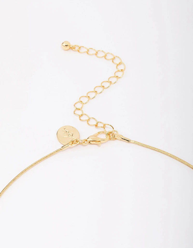 Gold Plated Round Snake Cross Chain Necklace