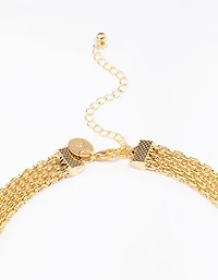 Gold Plated Chunky T Bar Chain Necklace