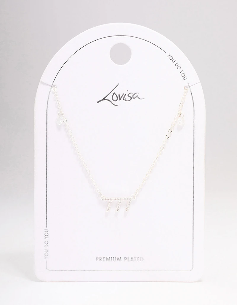 Silver Plated 777 Angel Number Cubic Zirconia Chain Necklace