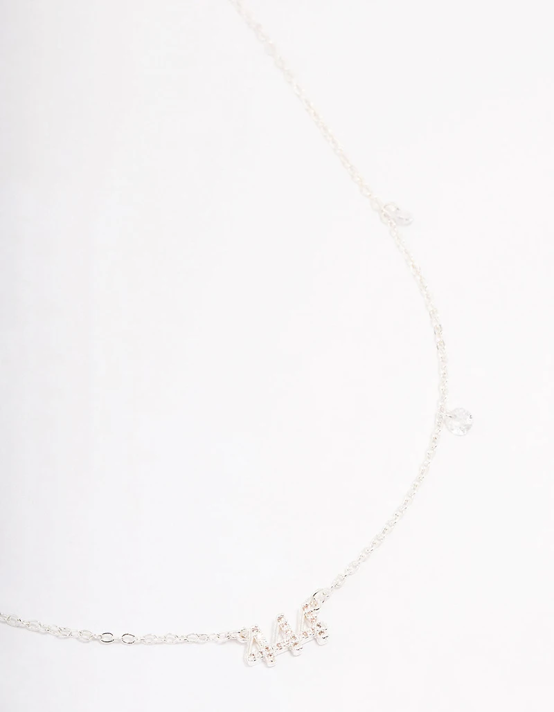 Silver Plated 444 Angel Number Cubic Zirconia Chain Necklace