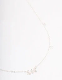 Silver Plated 444 Angel Number Cubic Zirconia Chain Necklace