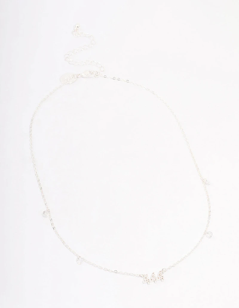 Silver Plated 444 Angel Number Cubic Zirconia Chain Necklace