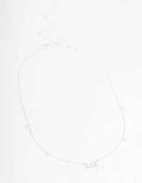Silver Plated 444 Angel Number Cubic Zirconia Chain Necklace