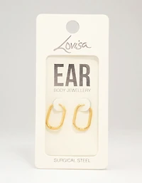 Boucles d’oreilles cerceaux rectangulaires en acier chirurgical plaqués or