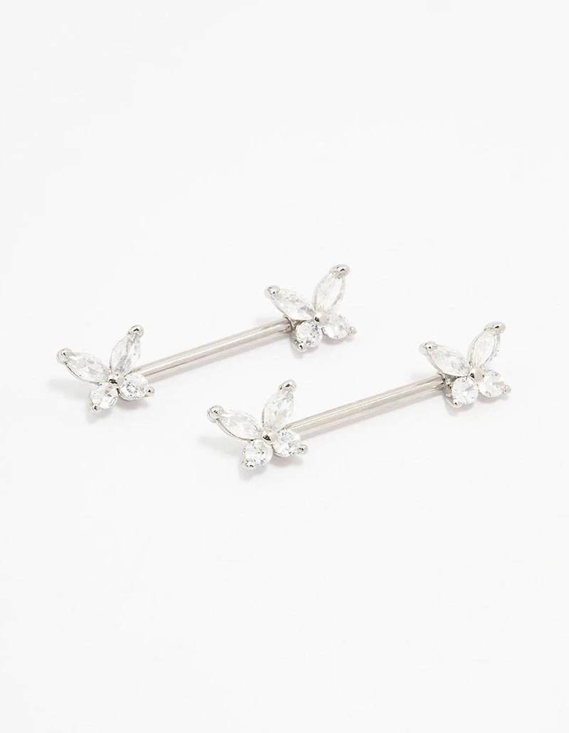 Surgical Steel Butterfly Double Nipple Piercing
