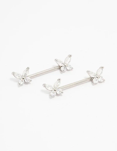 Surgical Steel Butterfly Double Nipple Piercing