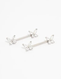 Surgical Steel Butterfly Double Nipple Piercing