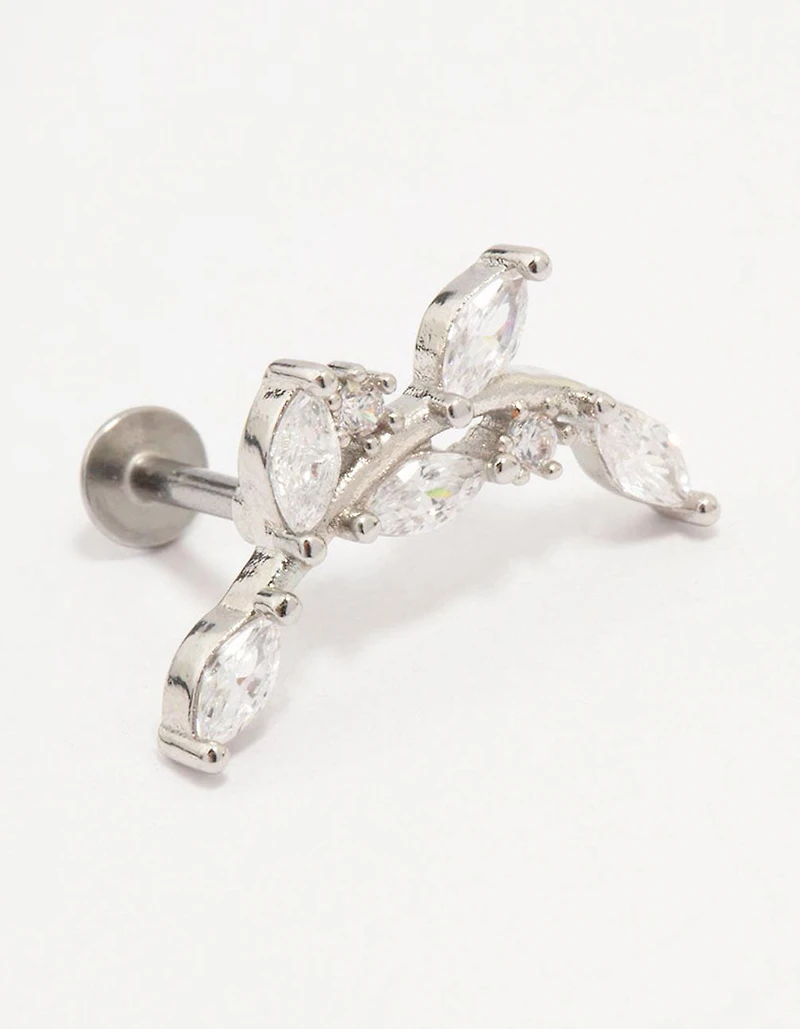 Surgical Steel Curved Vine Single Flat Back
