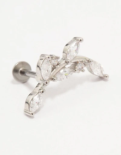 Surgical Steel Curved Vine Single Flat Back