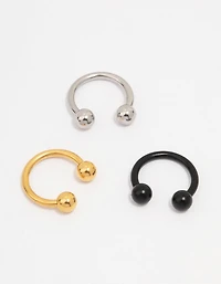 Mixed Surgical Steel Circular Barbell 3-Pack
