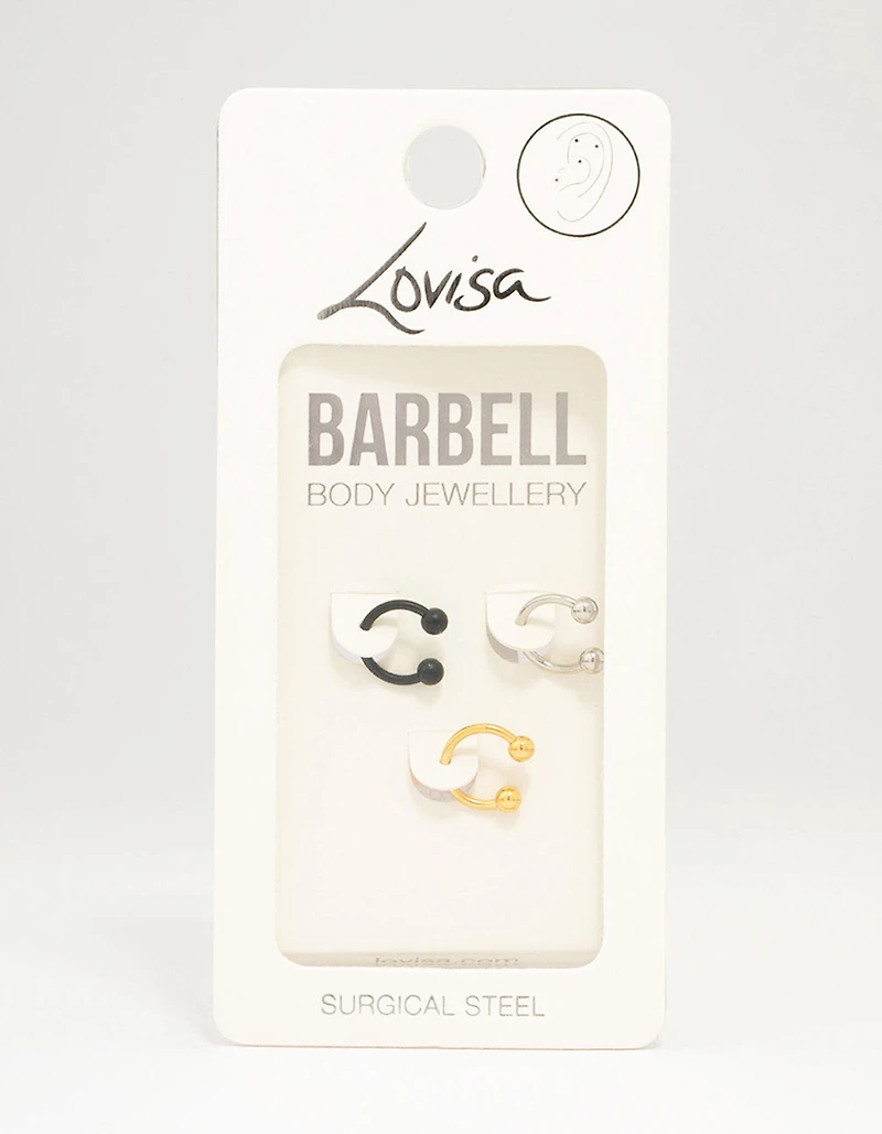 Mixed Surgical Steel Circular Barbell 3-Pack