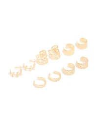 Gold Plated Surgical Steel Roman Leaf Ear Cuff 10-Pack