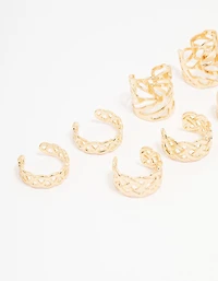 Gold Plated Surgical Steel Roman Leaf Ear Cuff 10-Pack