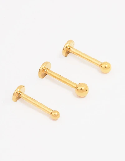 Gold Plated Titanium Graduating Ball Flat Back 3-Pack