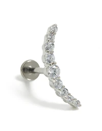 Titanium Cubic Zirconia Crawler Single Flat Back