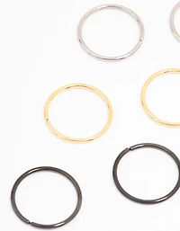 Titanium Mixed Metal Classic Nose Ring 6-Pack