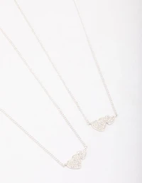 Silver Plated Cubic Zirconia Interlinked Heart Necklace Pack