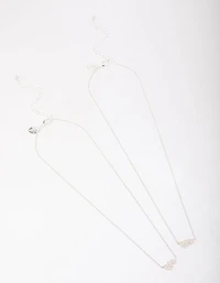 Silver Plated Cubic Zirconia Interlinked Heart Necklace Pack