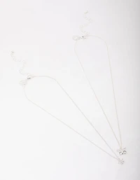 Silver Plated Link Butterfly Pendant Necklace Pack