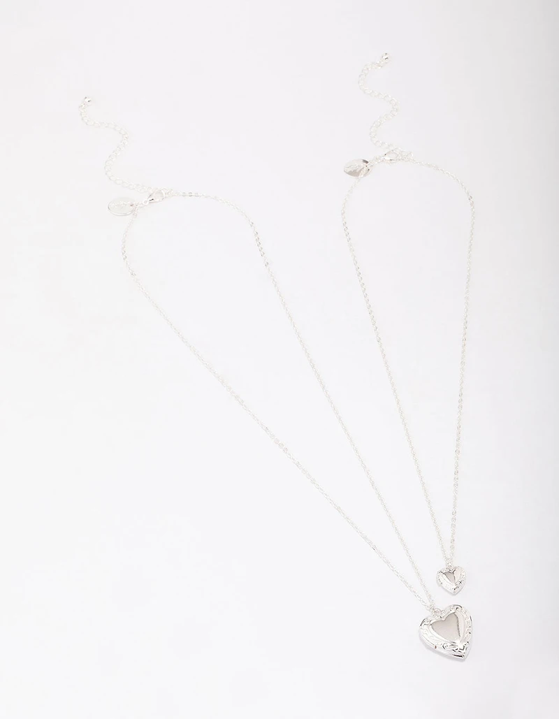 Silver Plated Ornate Heart Pendant Necklace Pack
