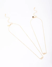 Gold Plated Cubic Zirconia Link Heart Necklace Pack