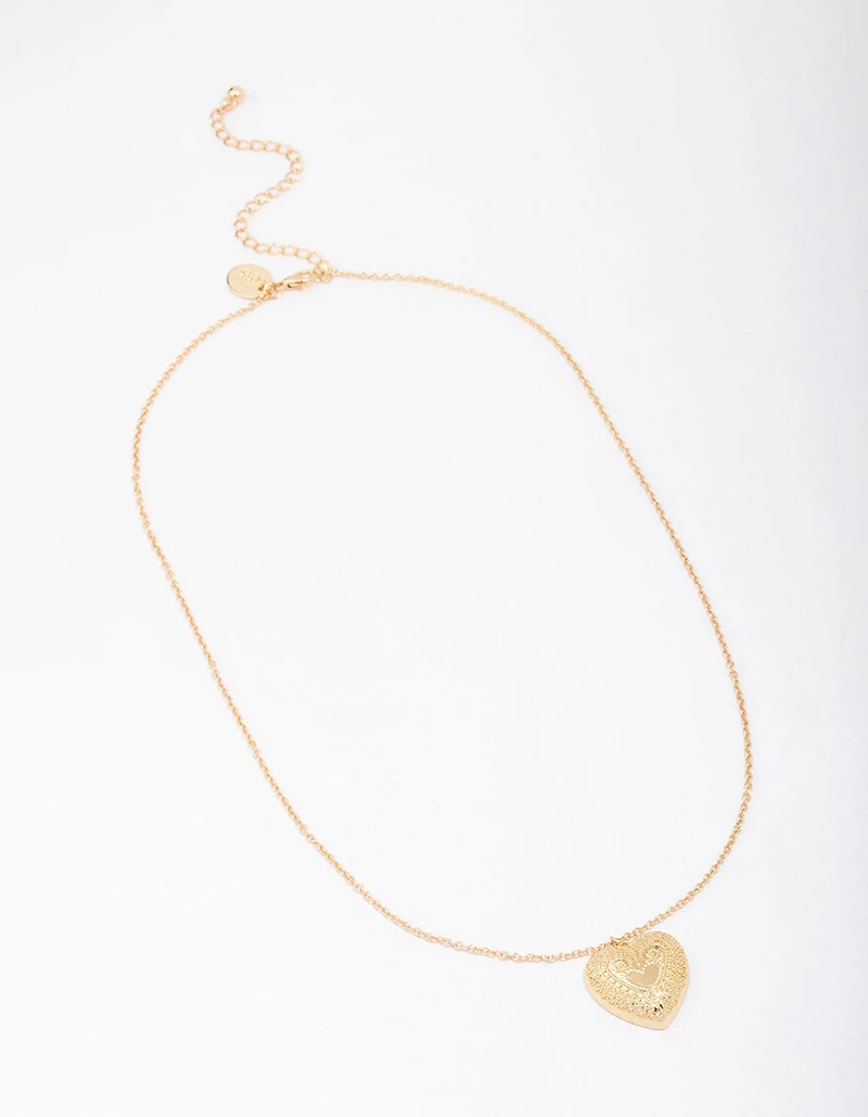 Collier pendentif en forme de cœur plaqué or