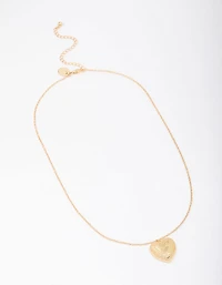 Collier pendentif en forme de cœur plaqué or