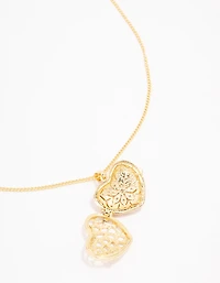 Gold Plated Heart Locket Cubic Zirconia Pendant Necklace