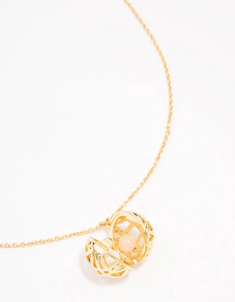 Gold Plated Sphere Pendant Necklace