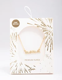 Gold Plated Mama Cubic Zirconia Pendant Necklace