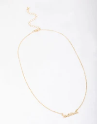 Gold Plated Mama Cubic Zirconia Pendant Necklace