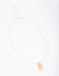 Gold Plated Barrel Pendant Necklace