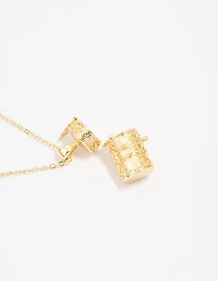 Gold Plated Barrel Pendant Necklace