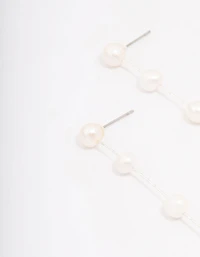 Silver Plated Freshwater Pearl Long Drop Earrings